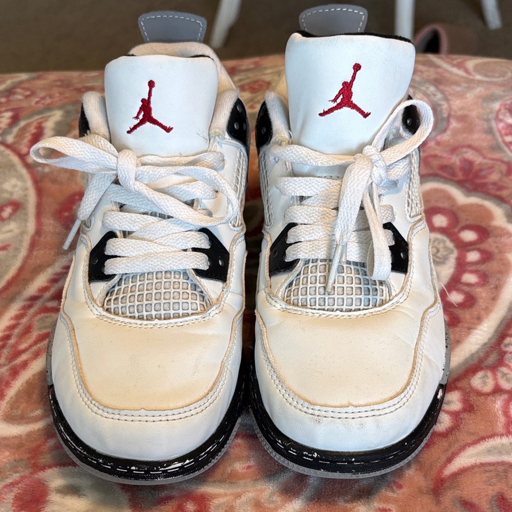 Jordan Kids White Black Red Retro Basketball Sneakers